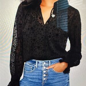 Loft Star Ruffle Tie Blouse Size S